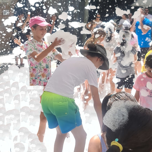 Tegan and Tyler at a kids foam party